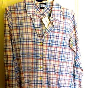 Theory cotton small check blouse size P new